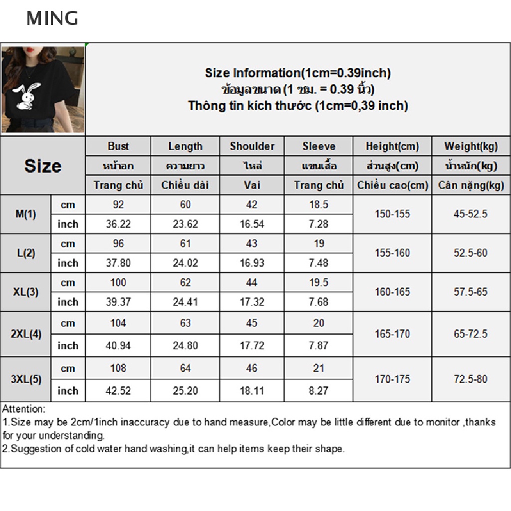 Áo Thun Nữ Tay Ngắn Cổ Tròn In Hình Thỏ Hoạt Hình Thời Trang Mùa Hè