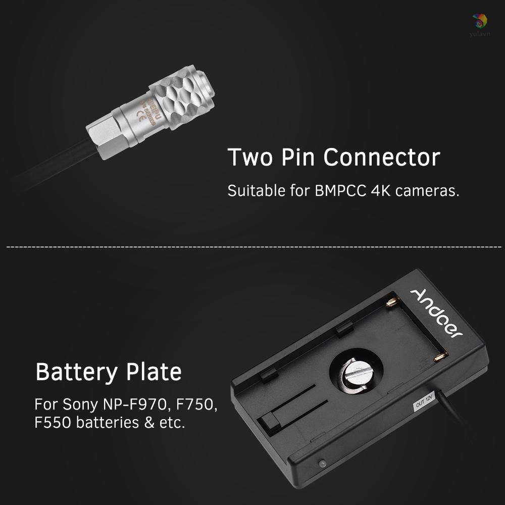 Tấm Chuyển Đổi Nguồn Pin Máy Ảnh Andoer Cho Blackmagic Cinema BMPCC 4K for NP-F970 F750 F550