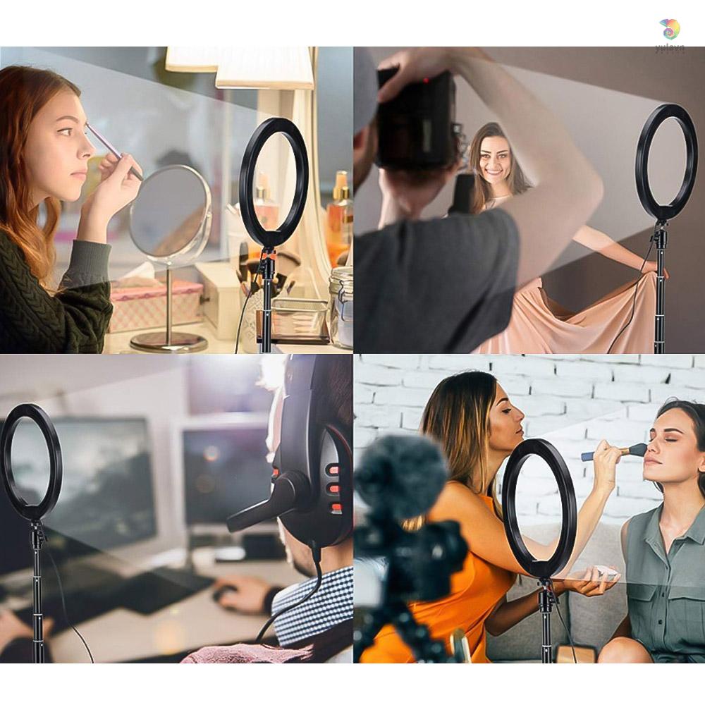 Đèn LED Hình Tròn 10inch / 26cm Gắn Giá Đỡ Ba Chân Hỗ Trợ Chụp Ảnh