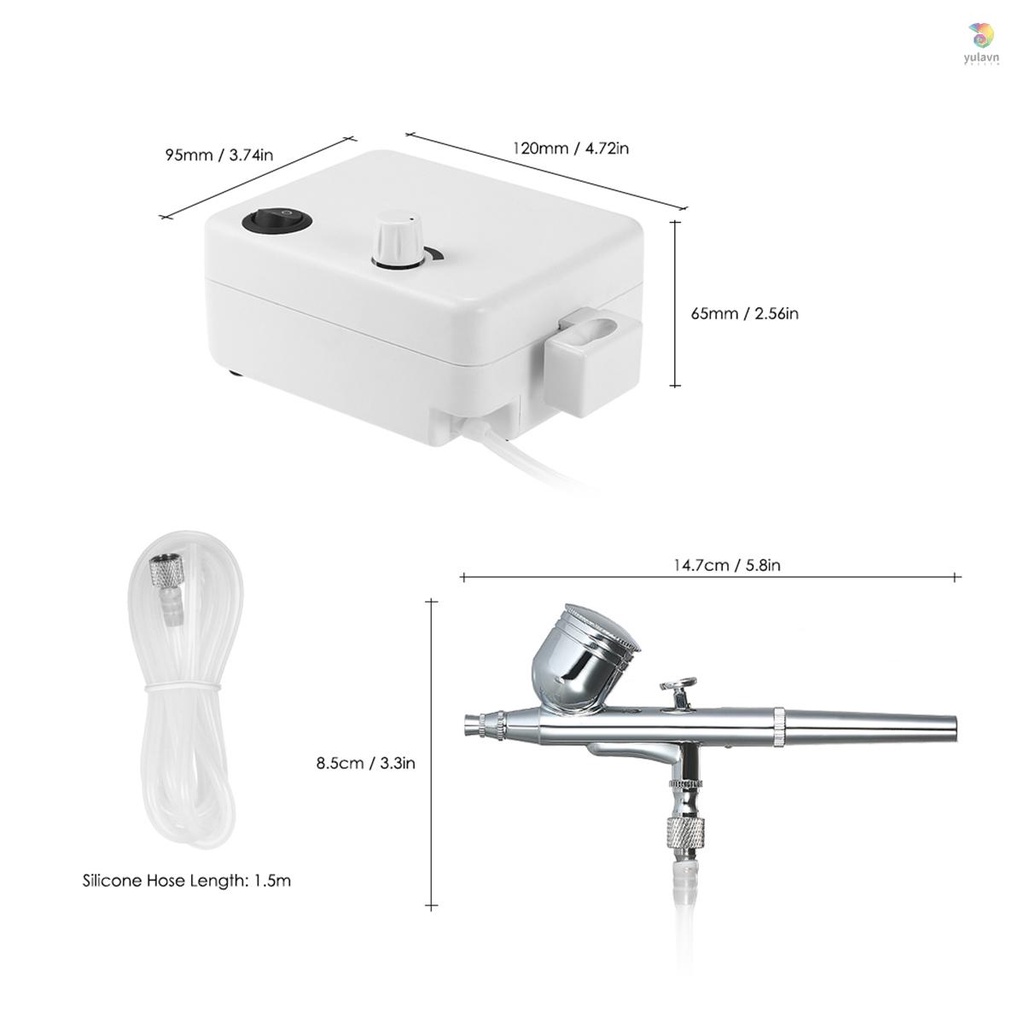 Bộ Máy Nén Khí Mini Đa Năng 100-250V Chuyên Dụng Cho Xăm Hình / Làm Móng Nghệ Thuật