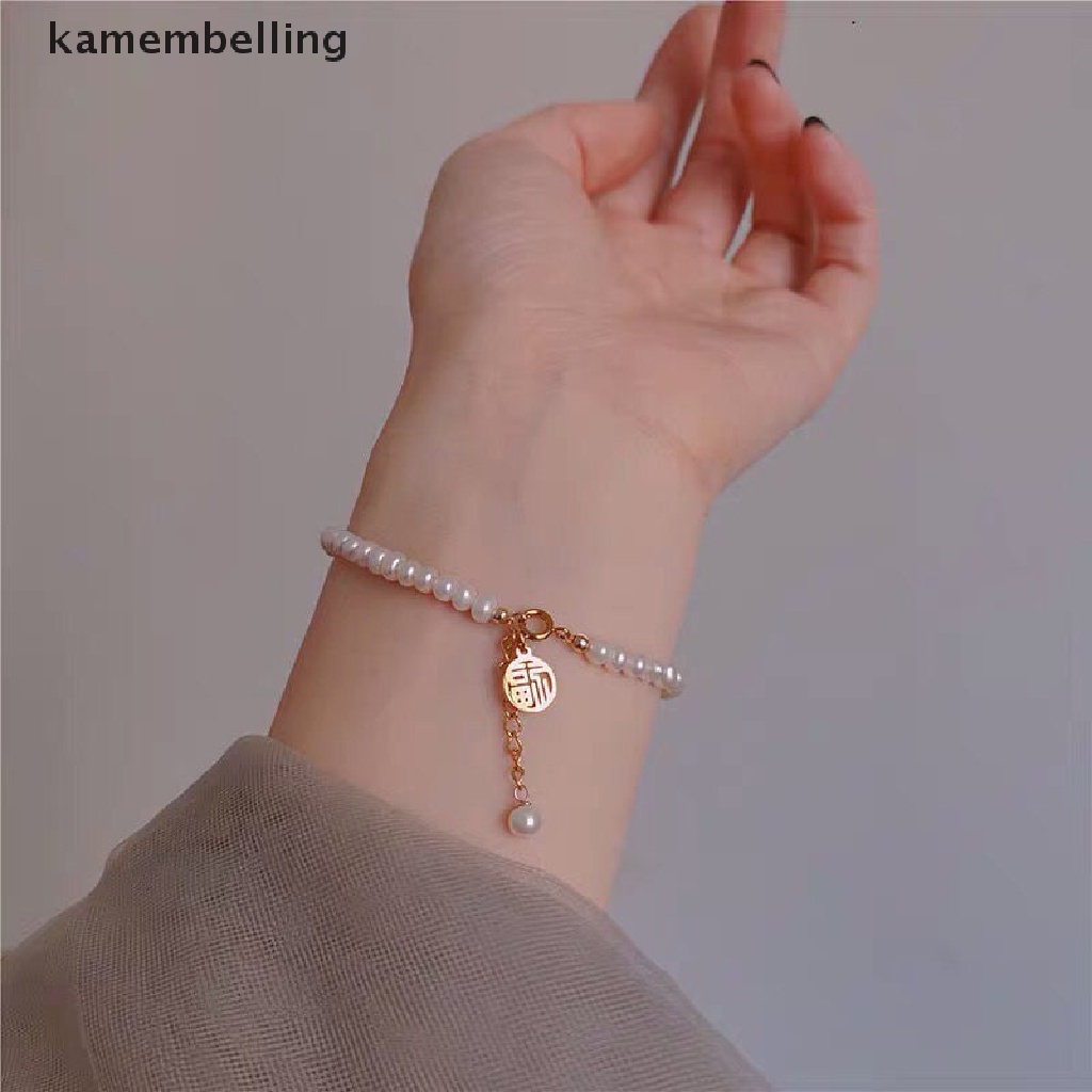 Vòng Đeo Tay May Mắn Đính Ngọc Trai Giả Bằng Đồng Có Thể Điều Chỉnh Phối Tua Rua Dài Thanh Lịch Dành Cho Nữ