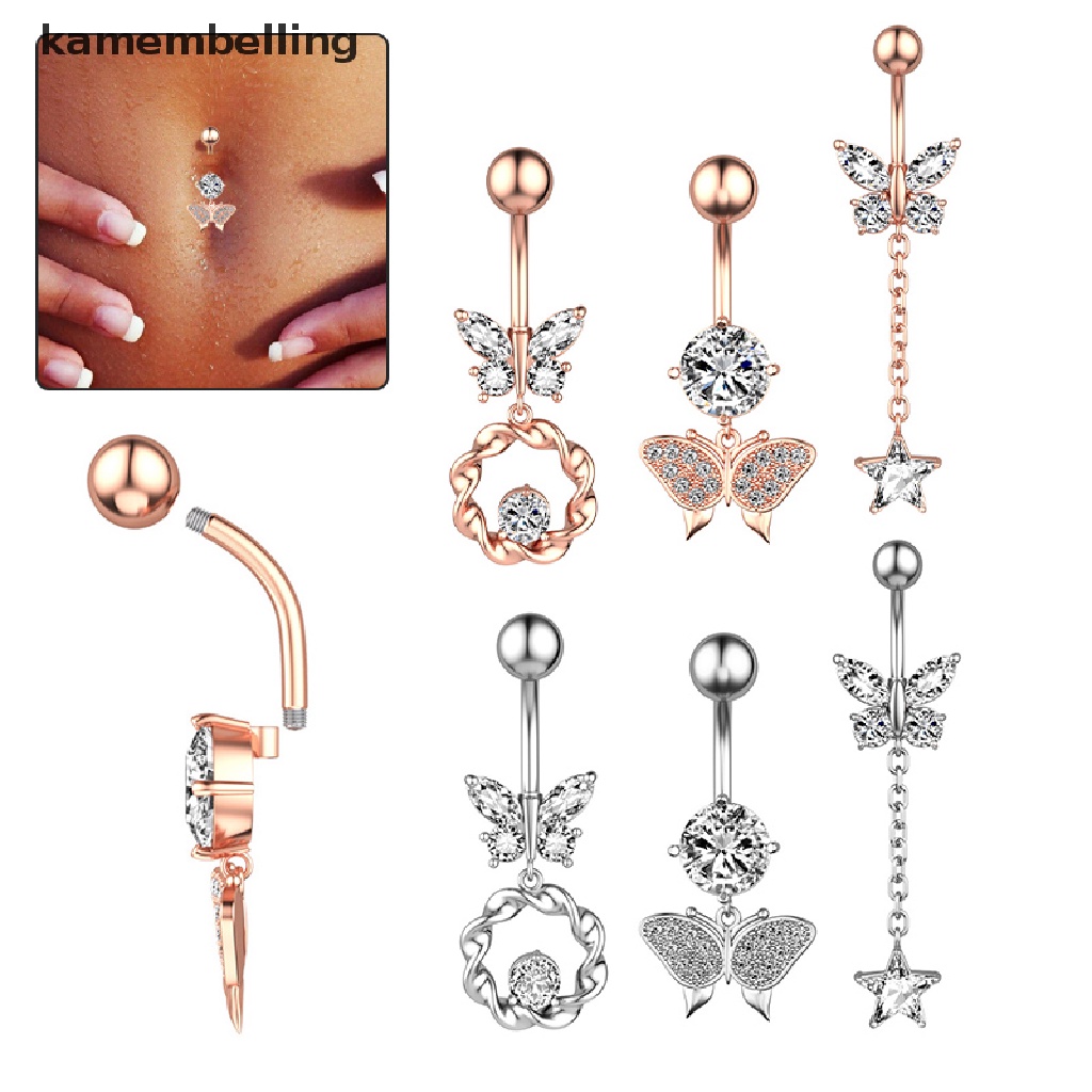 Khuyên Rốn Hình Bướm Đính Đá Bằng Thép Không Gỉ