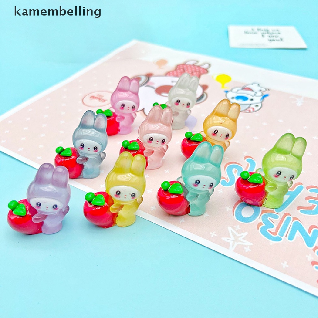 Set 2 Phụ Kiện Trang Trí Hình Chú Thỏ Hoạt Hình Màu Dạ Quang DIY