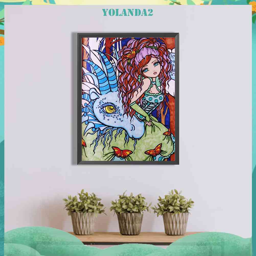 Bộ Tranh Đính Đá 5D Họa Tiết Hoạt Hình Cô Gái Độc Đáo DIY Dùng Trang Trí Nhà Cửa