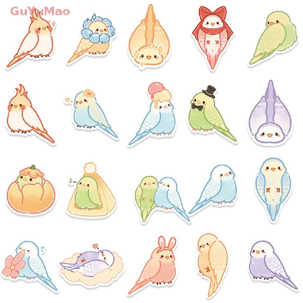 Bộ 40 Miếng Dán Laptop Họa Tiết Chim Vẹt Hoạt Hình Nhiều Màu DIY