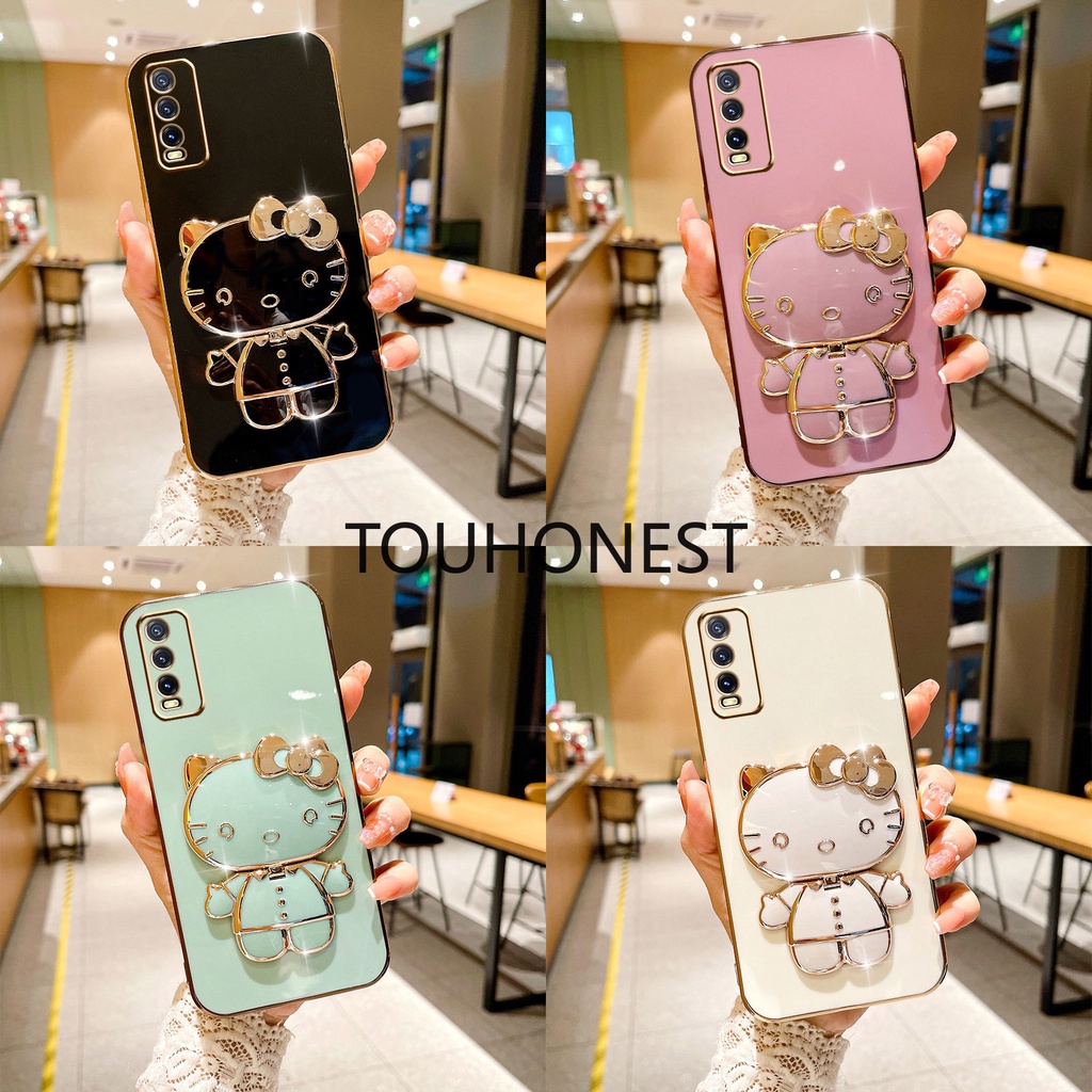 Ốp Điện Thoại Họa Tiết Cho Ốp Lưng Oneplus 9 Pro Case Oneplus 8 Pro Case Oneplus 8T Casing Oneplus Nord 2 Case Cute Anime Cartoon Vanity Mirror Hello Kitty Holder Phone Case With Metal Sheet TK
