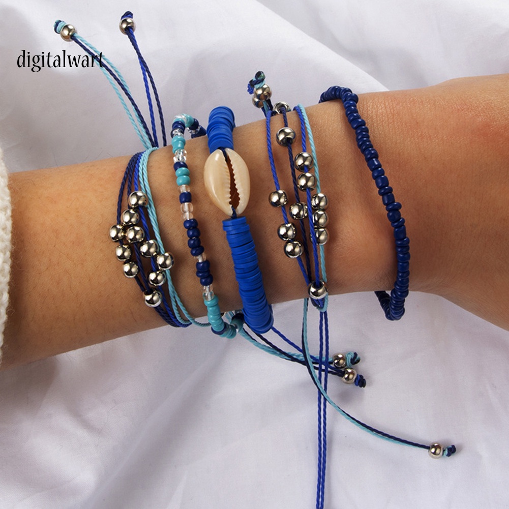 Kỹ Thuật Số| Set 5 Vòng Tay Vỏ Sò Phong Cách Boho Cho Nữ