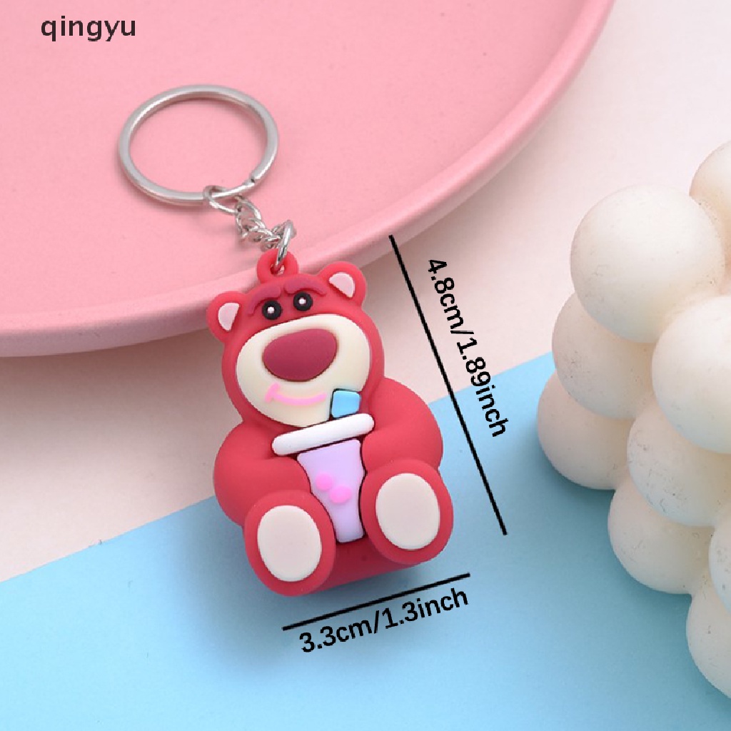 Qingyu Móc Khóa Resin Hình Gấu Dâu Tây Hoạt Hình Tinh Tế Sáng Tạo Làm Quà Tặng Cho Cặp Đôi /