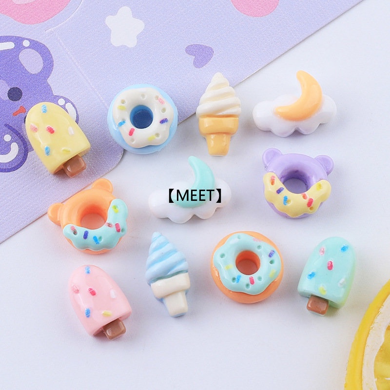 【MEET】10 cái/bộ Bánh rán kem mini Đồ chơi bằng kẹo Tự làm đồ trang sức bằng nhựa Vật liệu thủ công