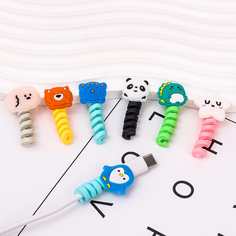 Phụ Kiện Quấn Dây Cáp Sạc Bằng Silicon Co Giãn Chống Đứt Hình Hoạt Hình Dễ Thương