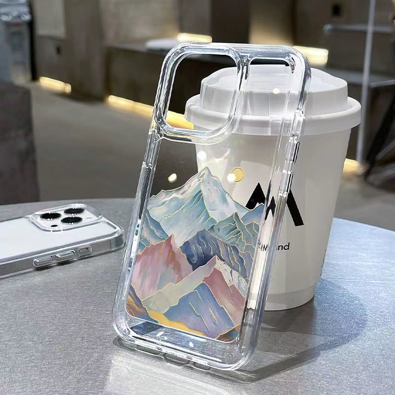 ✅Ốp Điện Thoại Silicon Mềm Chống Sốc Màu Trong Suốt Hình Núi Cho Iphone 13 Xsmax 12pro 14pro 11 CXJA