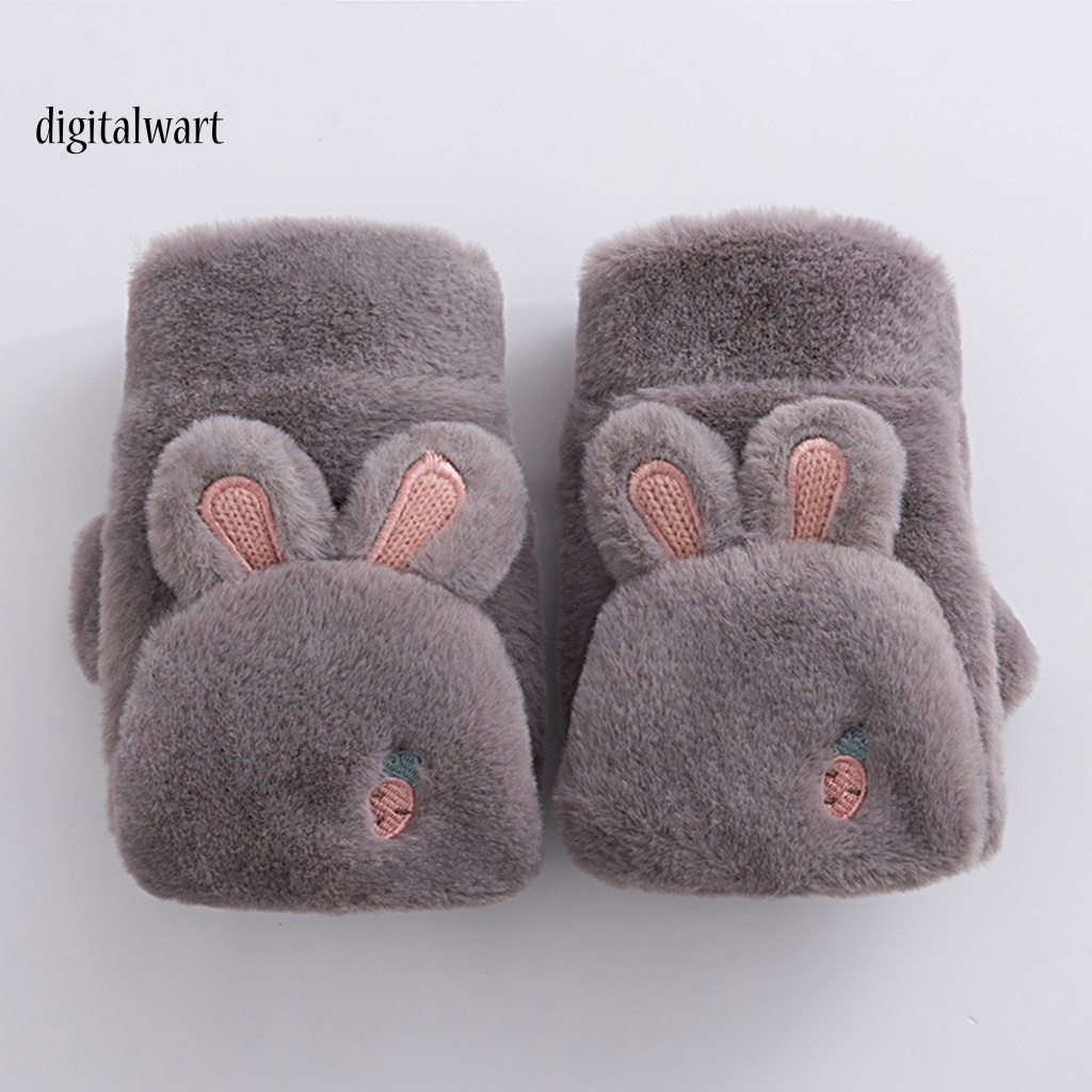 Kỹ Thuật Số| 1 Đôi Găng Tay Mùa Đông Siêu Mềm Thân Thiện Với Da Chống Gió Không Phai Màu Giữ Ấm Mùa Đông Bằng Vải Polyester Dày Hình Tai Thỏ Cho Nữ