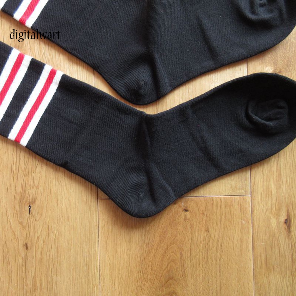 Kỹ Thuật Số| Vớ Thể Thao Cổ Cao Thoáng Khí Họa Tiết Kẻ Sọc Thời Trang Đường Phố Cho Nữ