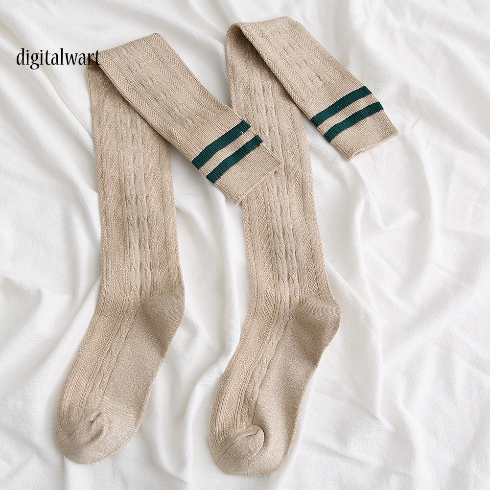 Kỹ Thuật Số| Tất Dệt Kim Nữ Dài Qua Gối Sọc Ngang Màu Sắc Đa Dạng