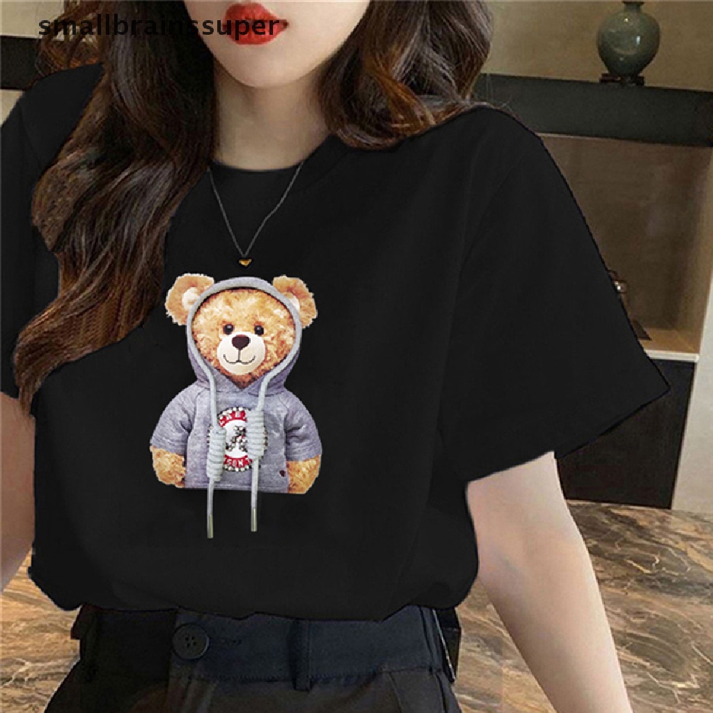 Áo Thun Tay Ngắn Cổ Tròn In Họa Tiết Gấu Dễ Thương Thời Trang Cho Giới Trẻ