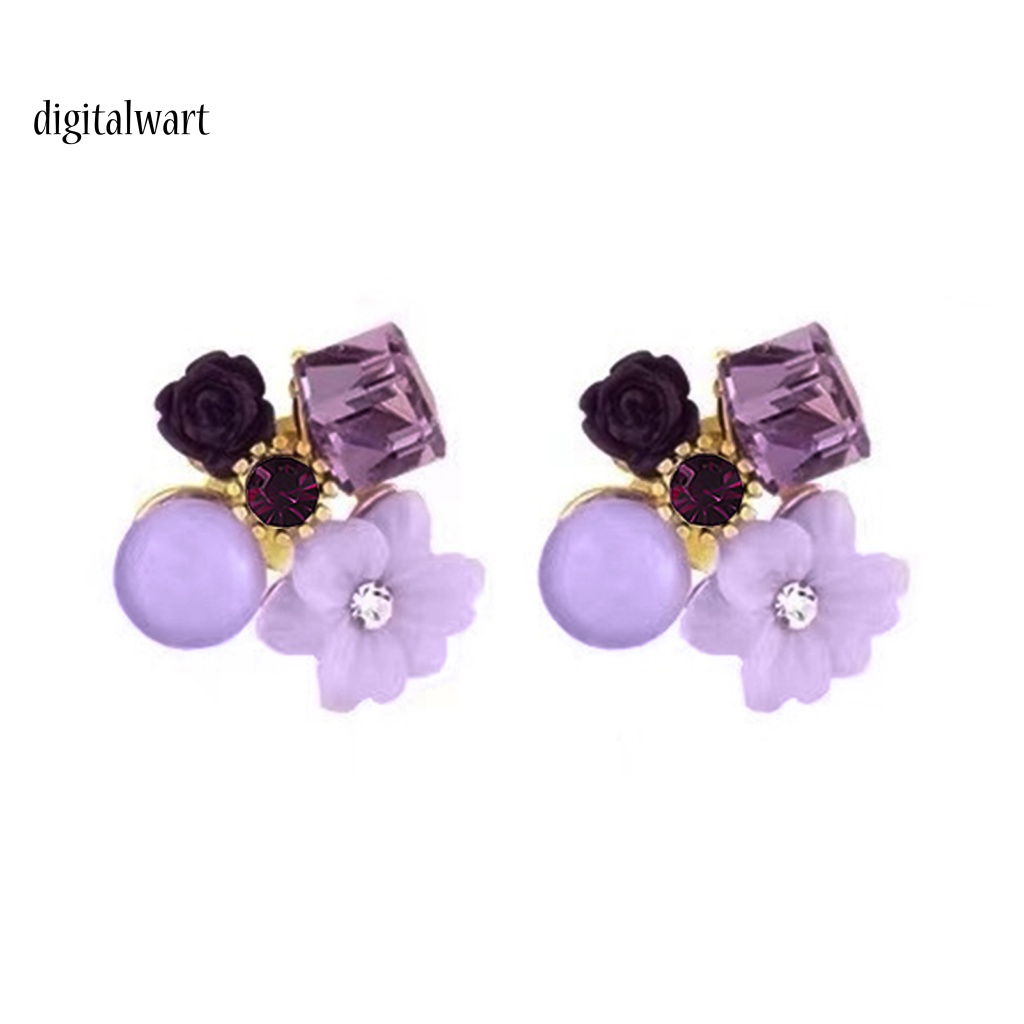 Kỹ Thuật Số| 1 Đôi Bông Tai Hình Hoa Đính Đá Thời Trang Dành Cho Nữ