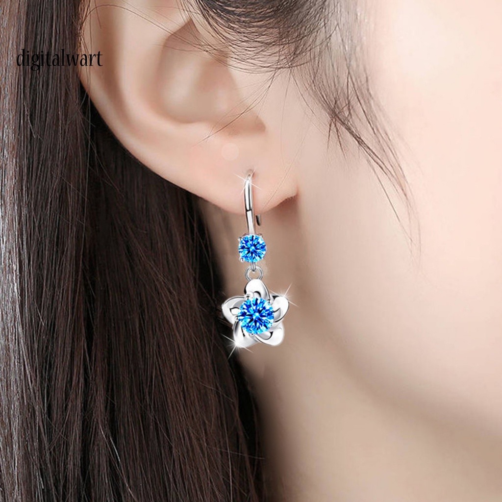 Kỹ Thuật Số| 1 Đôi Bông Tai Hình Hoa Đính Đá Lấp Lánh Dành Cho Nữ