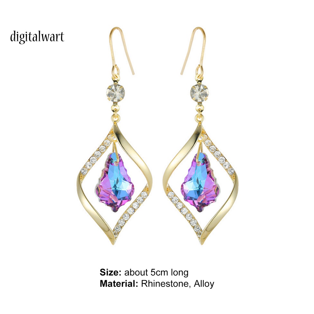 Kỹ Thuật Số| 1 Đôi Bông Tai Hình Thoi Đính Đá Lấp Lánh Dành Cho Nữ