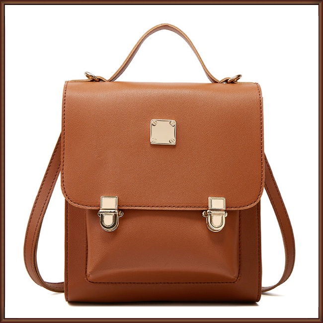 Ba Lô Da Pu Màu Trơn Có Khóa Đa Năng Thiết Kế Đơn Giản Cho Nữ