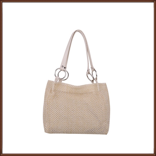 Túi Rơm Đeo Vai Sức Chứa Lớn Màu Trơn Có Khóa Kéo Thời Trang Đi Biển Mùa Hè Cho Nữ