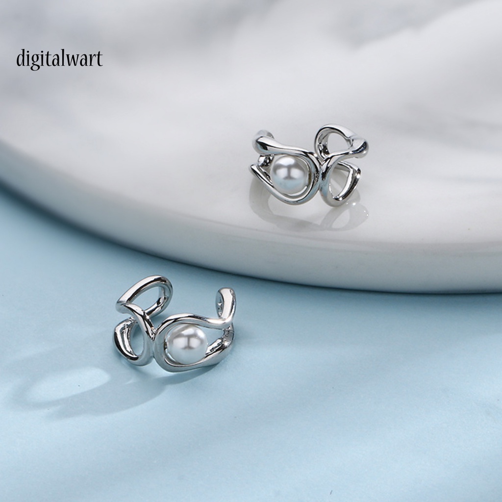 Kỹ Thuật Số| 1 Cặp Khuyên Tai Kẹp Sụn Tai Không Xỏ Lỗ Hai Lớp Bóng Cao Đính Ngọc Trai Nhân Tạo Thời Trang