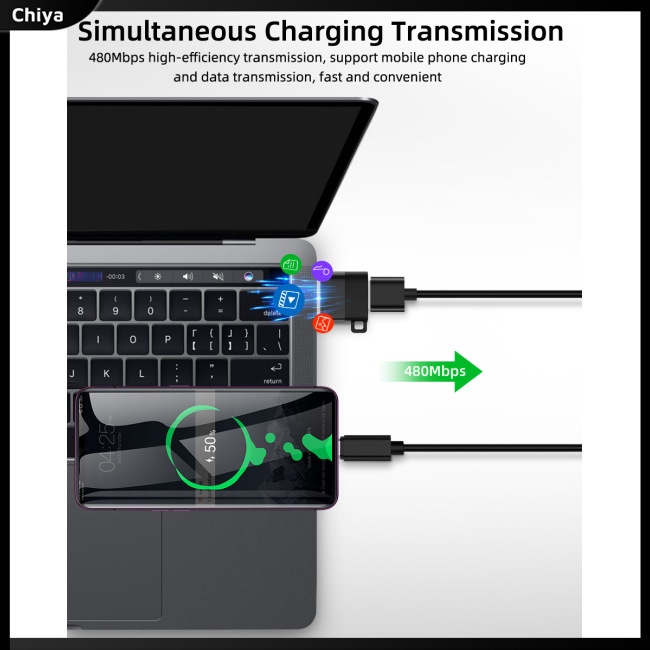 Đầu Chuyển Đổi Cổng Type-c Sang Usb 56k Có Dây Xích Tiện Dụng