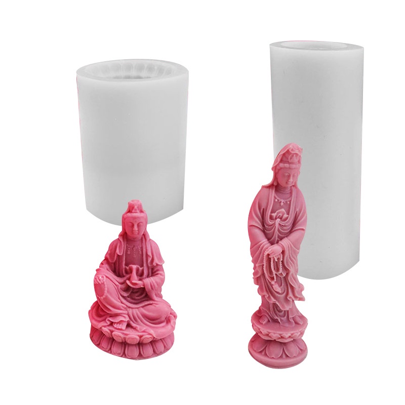 Khuôn Silicone Làm Nến Thơm Hình Tượng Phật Quan Âm 3D DIY