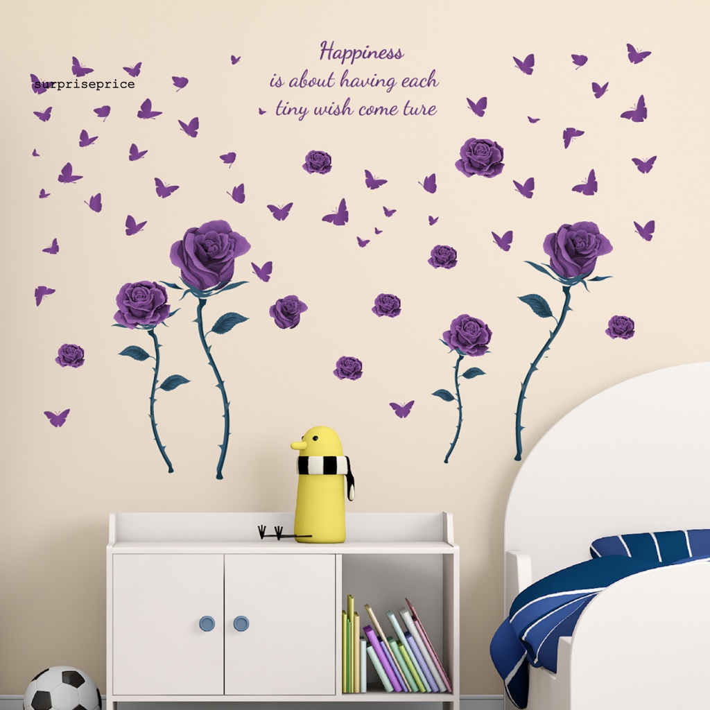 Set 4 Tấm Sticker PVC Dán Tường Họa Tiết Hoa Thanh Lịch Có Thể Tháo Gỡ Trang Trí Nhà Cửa