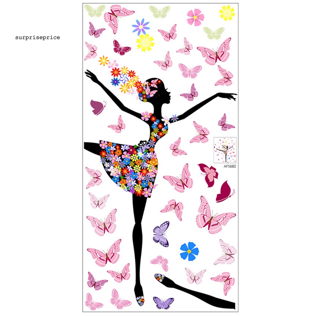 1 Tấm Decal dán tường DIY Hình Cô Gái Múa Ba Lê Hoạt Hình Nhiều Màu Sắc Trang Trí Nhà Cửa