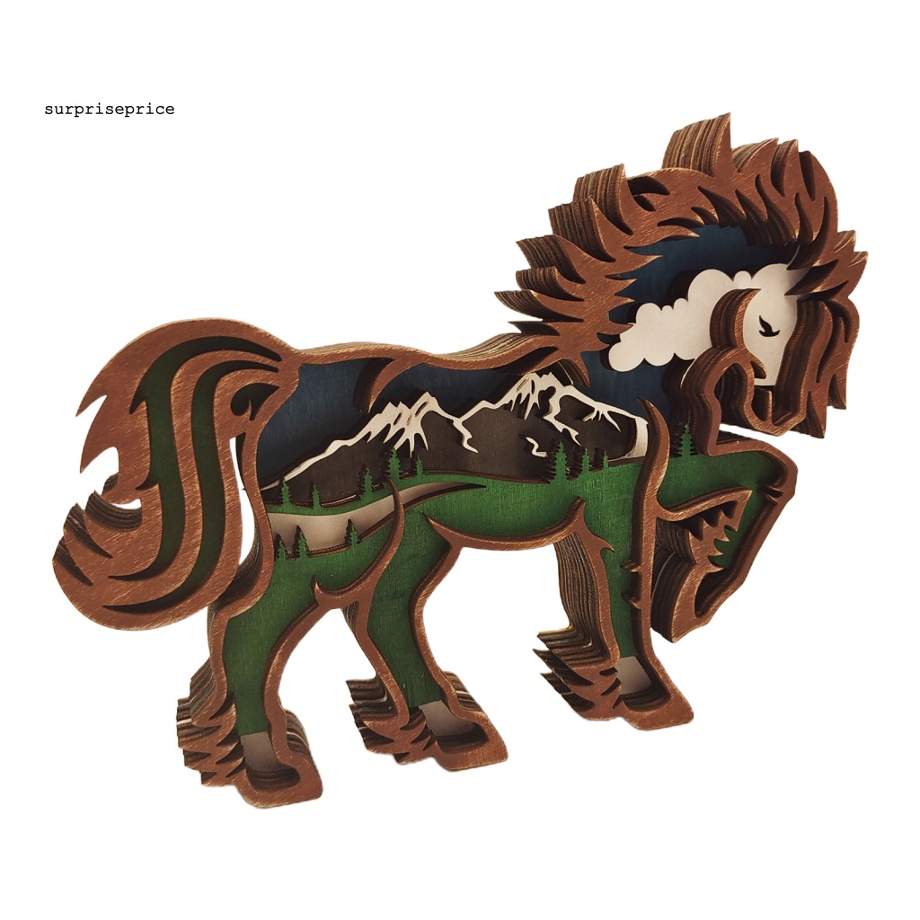 Phụ Kiện Trang Trí Giáng Sinh Hình Ngựa Bằng Gỗ Rỗng Chạm Khắc Rỗng