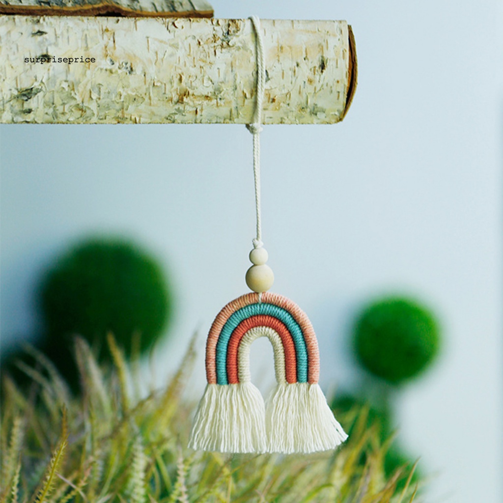 Phụ Kiện Treo Tường Trang Trí Phòng Ngủ Hình Cầu Vồng Bằng Dây Cotton Bện Độc Đáo