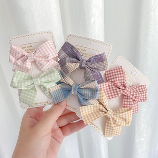Set 2 kẹp nơ caro siêu đáng yêu cho nữ