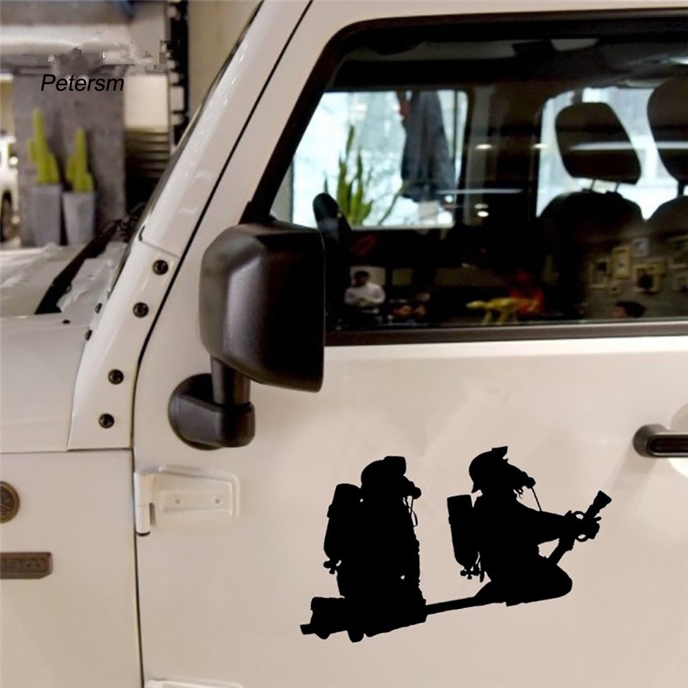 Miếng Dán Trang Trí Xe Hơi Phản Quang Bằng Nhựa PP Chống Nước Hình Lính Cứu Hỏa Hoạ