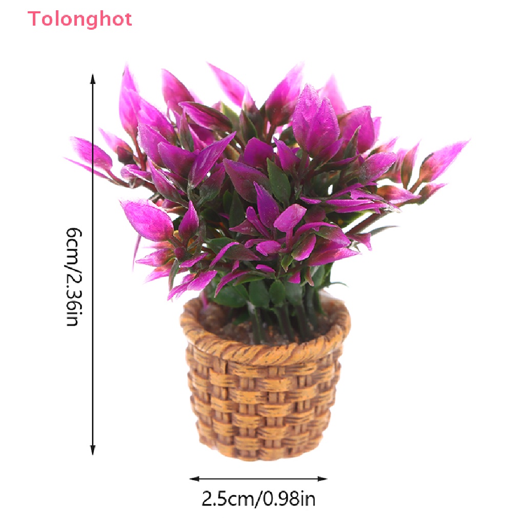 Chậu Cây Hoa Phong Lan Tím Bằng Tre Tỷ Lệ 1: 12 Dùng Trang Trí Nhà Búp Bê