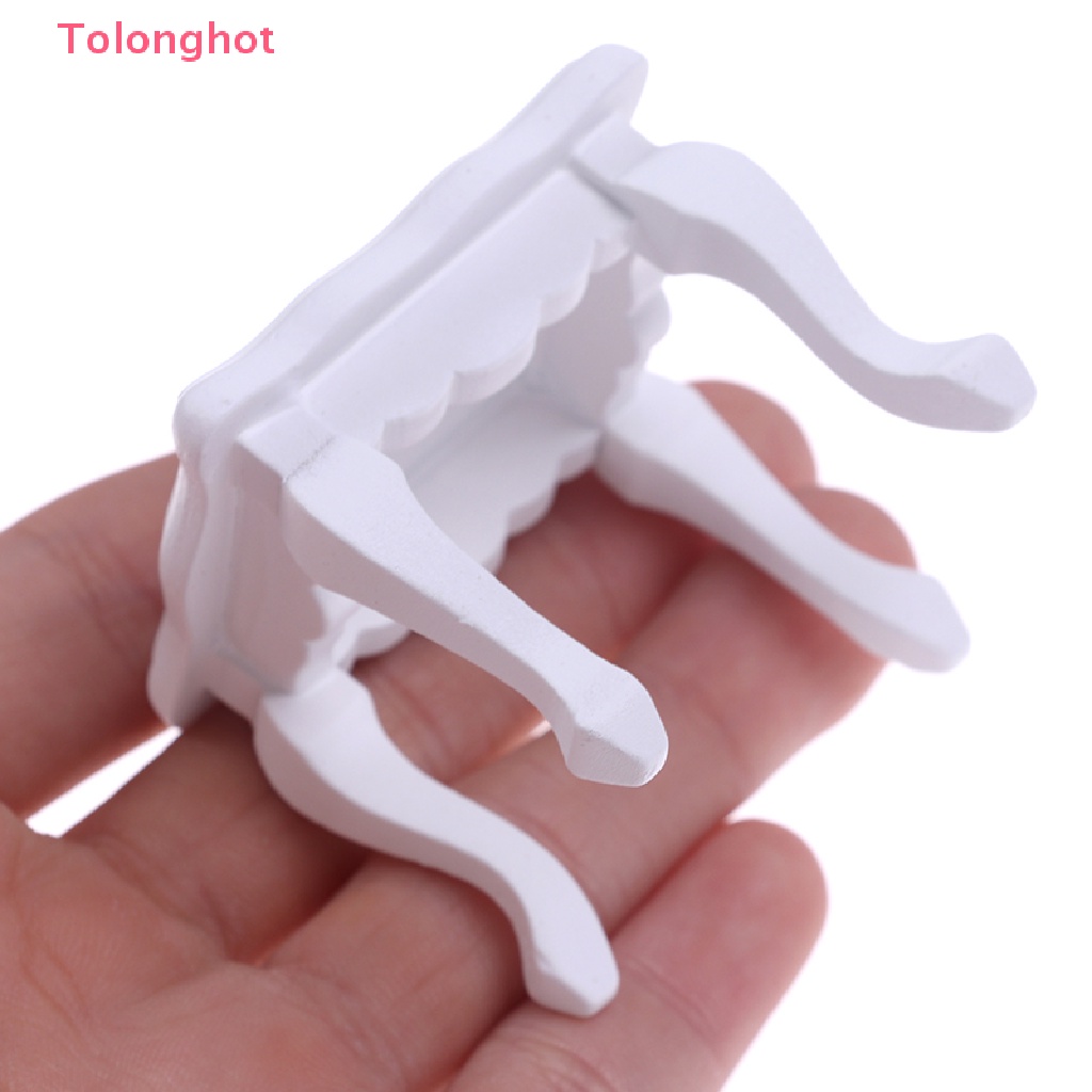 Mô Hình Bàn Gỗ Trắng Hình Vuông Tỉ Lệ 1: 12 Trang Trí Nhà Búp Bê