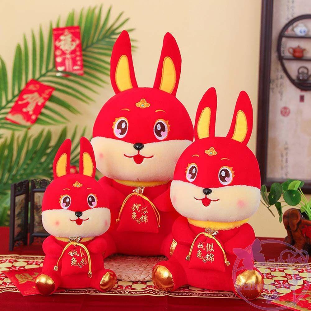 Thỏ Nhồi Bông Mềm Mại Phong Cách Trung Hoa Trang Trí Nhà Cửa