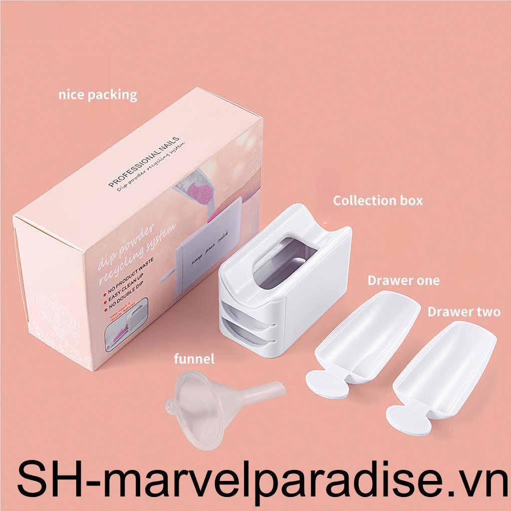 Khay Đựng Bột Nhúng Trang Trí Móng Tay Hai Lớp Kèm Phễu Tiện Dụng
