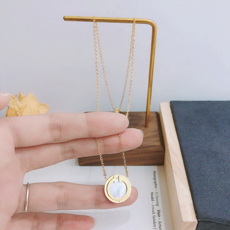 CARTIER Vòng cổ Thép Titan Mặt Chữ C Thời Trang Cho Nam Nữ