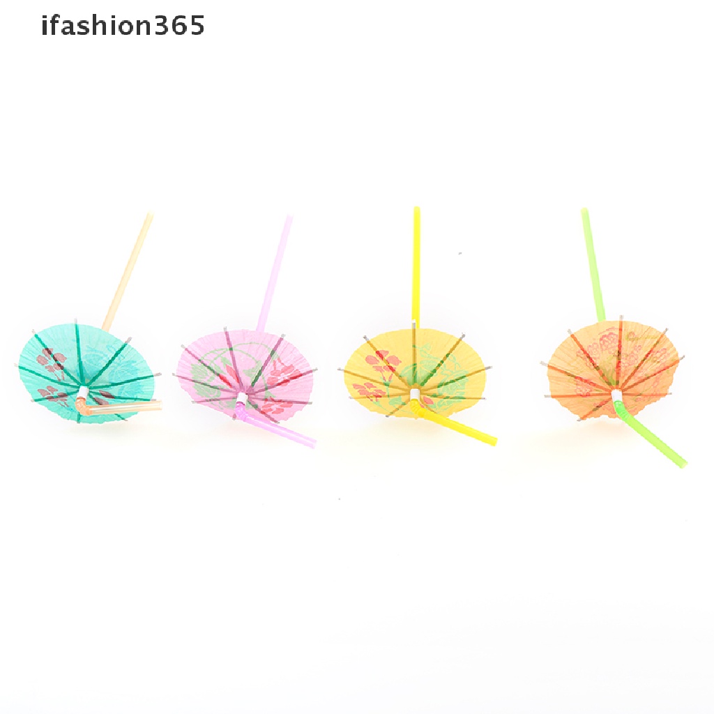 Set 50 Ống Hút Nhựa Hình Trái Cây Gắn Dù Cho Các Bữa Tiệc Bãi Biển Tiện Dụng ifashion365