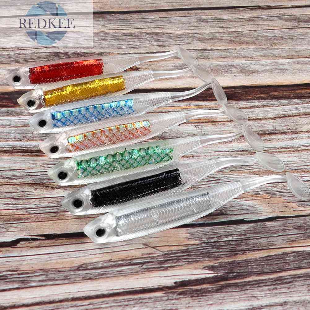 Set 6 Mồi Câu Cá Mềm Phản Quang 80mm / 2.2g