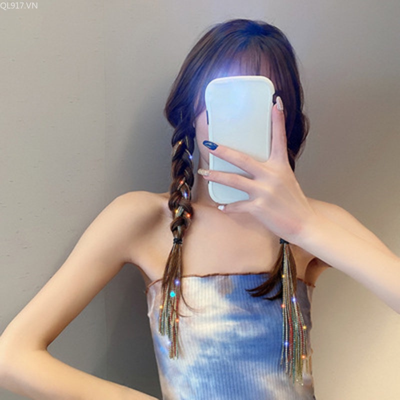 Dây Bện Tóc Đính Kim Cương Lấp Lánh Nhiều Màu