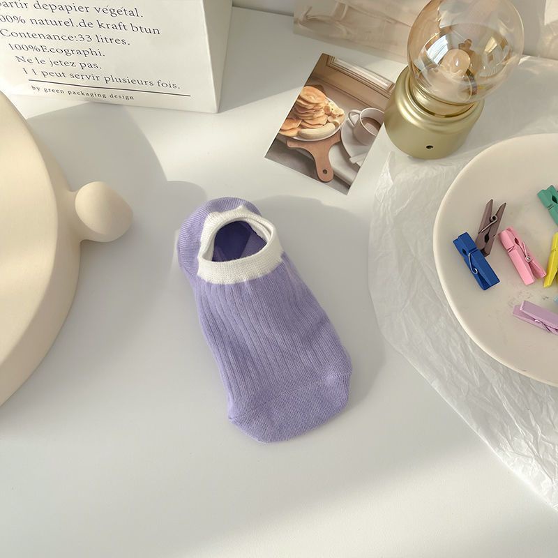 Tất thuyền cotton CUTEBYTE ngắn mỏng màu kẹo kẻ sọc dọc dễ thương