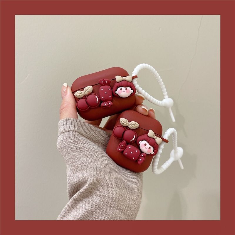 Vỏ Đựng Case Airpods 1/2,3,Pro Bé Kẹo Cherry Chất Liệu TPU Xinh Xắn Dễ Thương - Jerry Shop