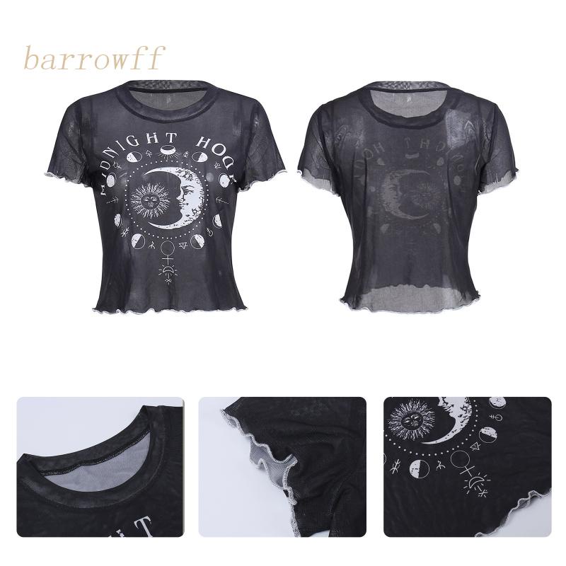 Áo Thun Tay Ngắn Phối Lưới Thời Trang Mùa Hè Quyến Rũ Cho Nữ