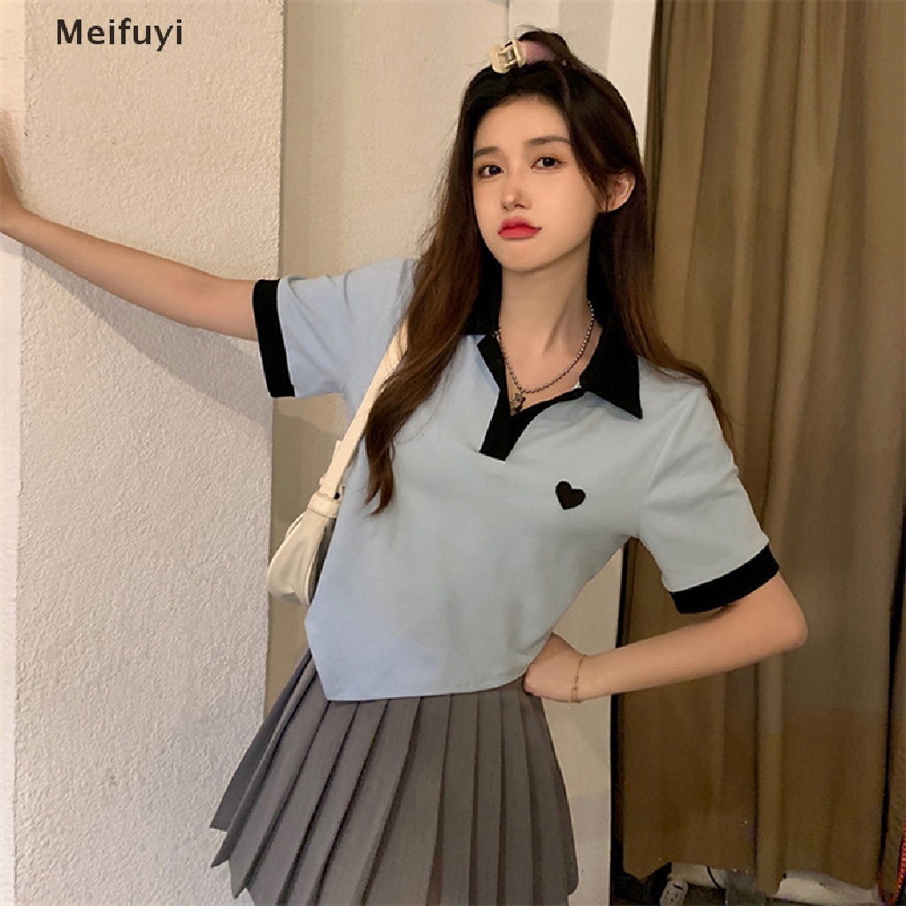 Áo Thun Crop Top Tay Ngắn Màu Sắc Tương Phản Thời Trang Mùa Hè Cho Nữ