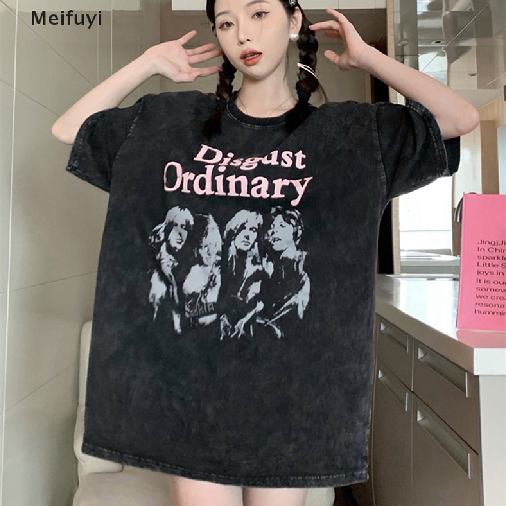 Áo Thun Tay Ngắn Cổ Tròn In Họa Tiết Phong Cách Retro Mỹ Thời Trang Mùa Hè Cho Nữ