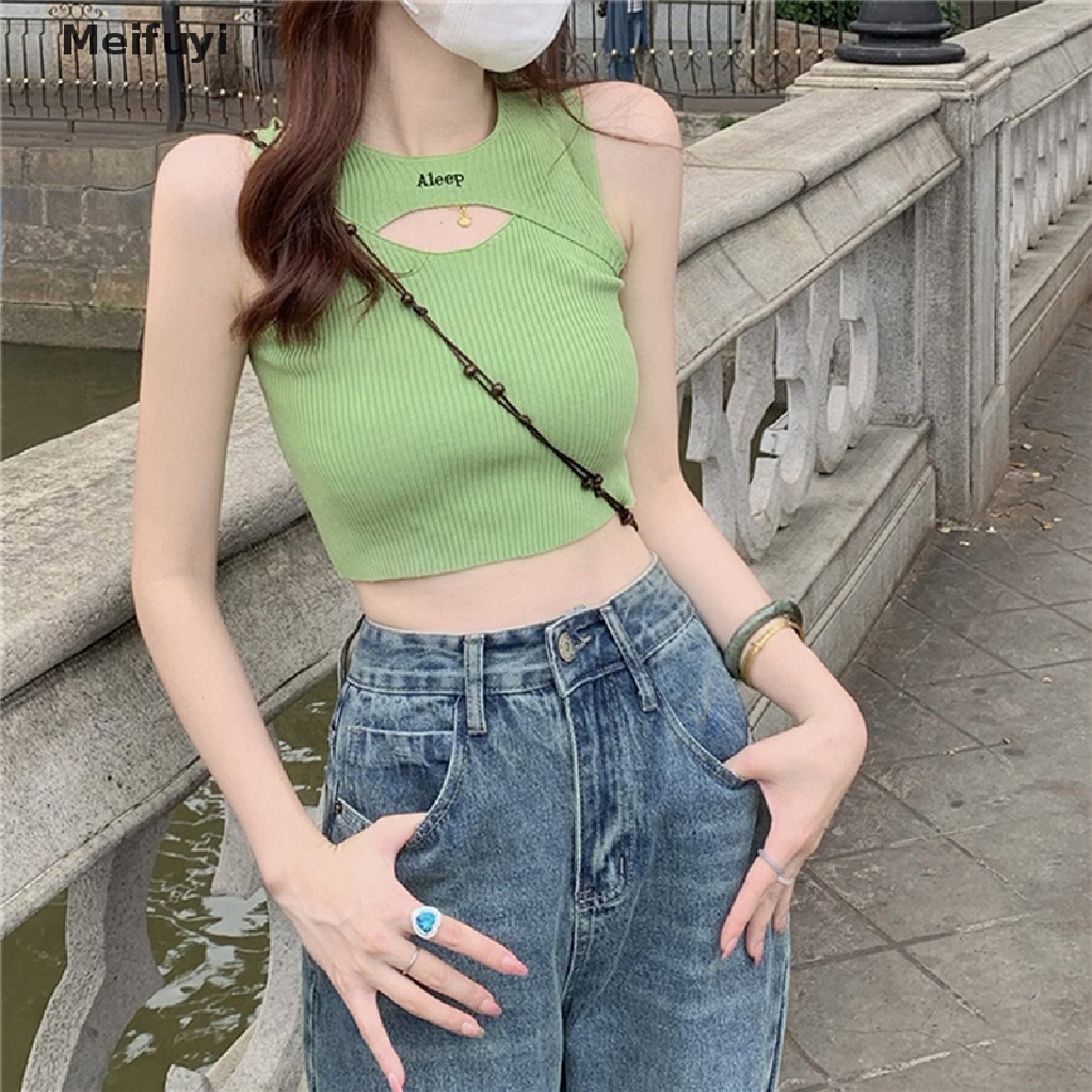 Áo Croptop Dệt Kim Hai Dây Dáng Ôm Thời Trang Mùa Hè Quyến Rũ Cho Nữ