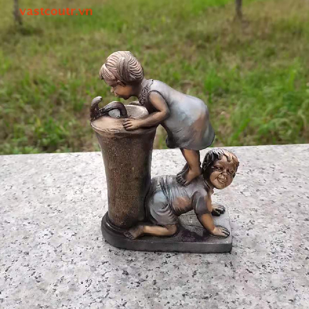 Mô Hình Bé Trai Và Bé Gái Bằng Nhựa Resin Trang Trí Sân Vườn