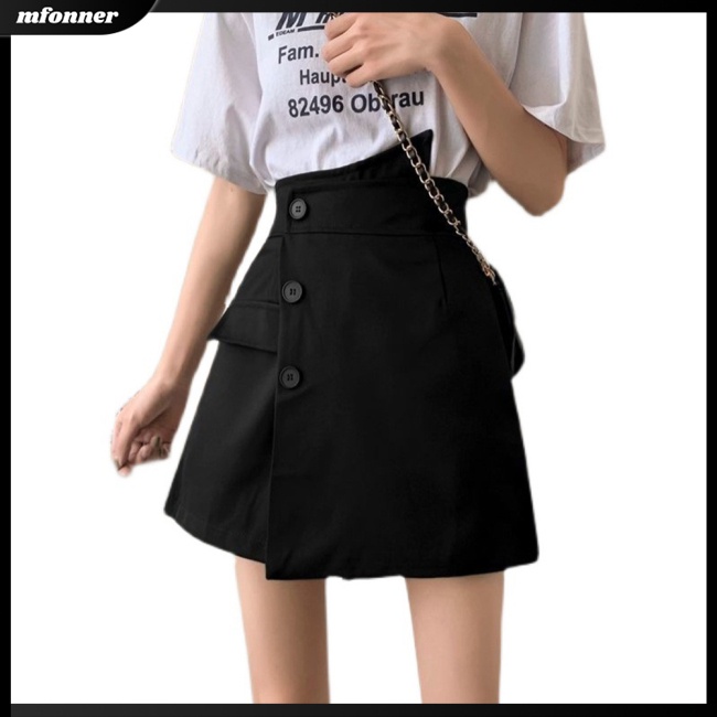 Chân Váy Chữ A Lưng Cao 3 Nút Thoáng Khí Cho Nữ