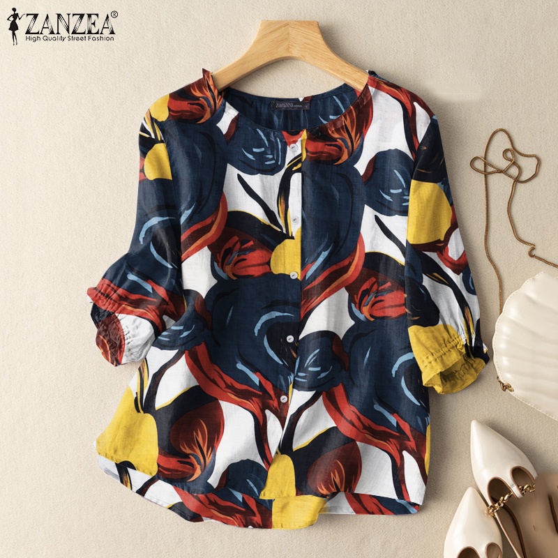 Zanzea Áo Nữ Tay Dài Họa Tiết Caro Phong Cách Retro